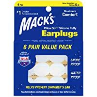 Macks Pillow Soft Silicone - Tapones para los oídos para natación- Color Blanco- Talla 6 Pairs